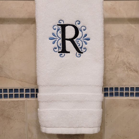 Two Monogram embroidered hand towels - Custom initials towels  PICK YOUR LETTERS - Picture 6 of 6